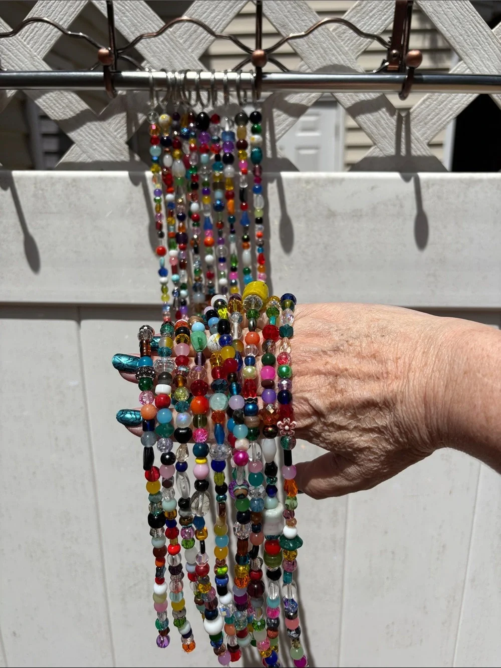 10 strands 28 inches long glass and crystal beads multicolored